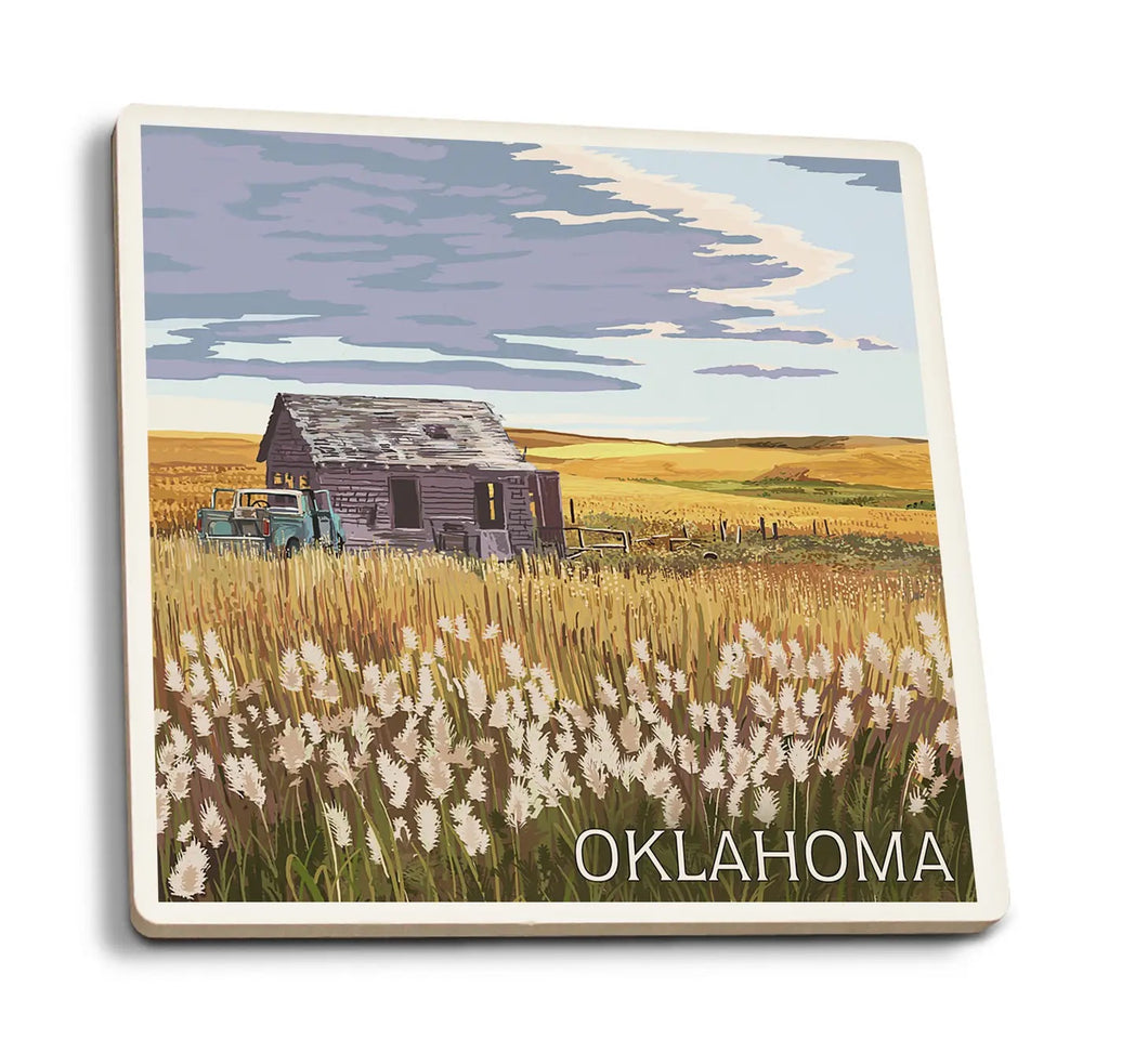 Oklahoma Wheat Field Ceramic Coaster